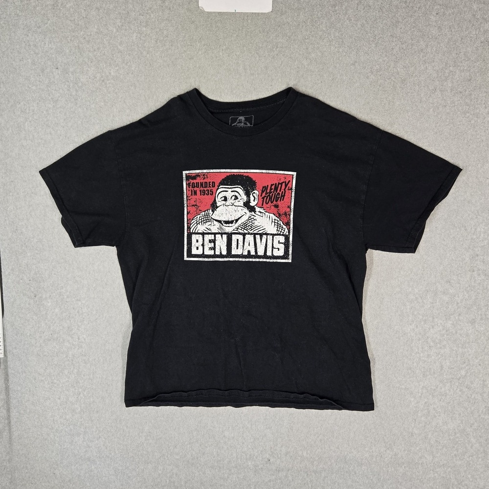Ben Davis Men Shirt XL Black Graphic Logo Short Sleeve Print